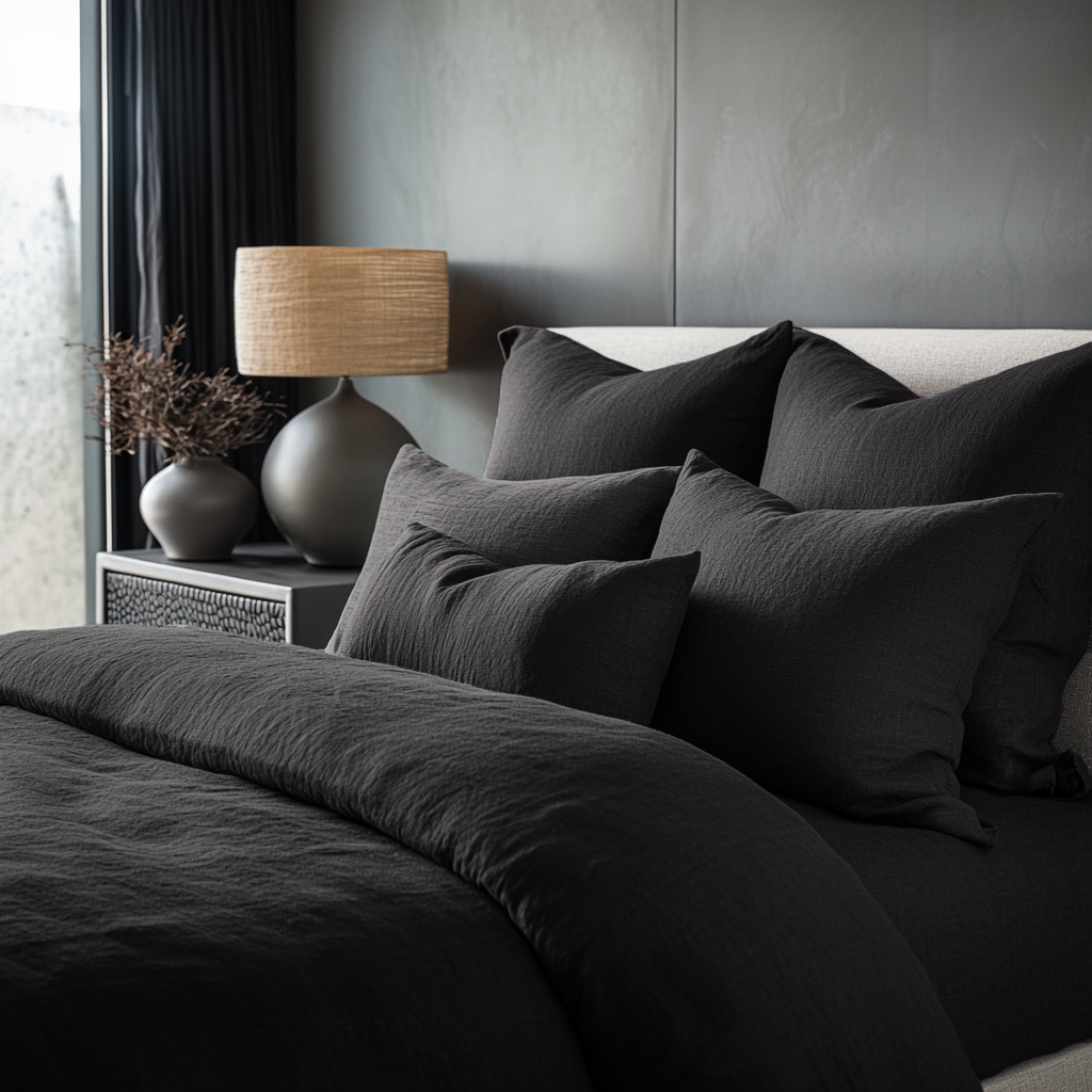 Charcoal Grey Linen Duvet Cover