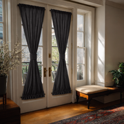 Charcoal Grey Linen French Door Curtain