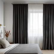 Pencil Pleat Linen Blackout Curtains for Bedroom