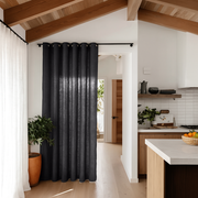 Charcoal Grey Linen Doorway Curtains with Grommets