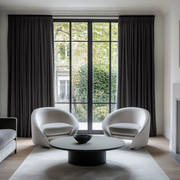 Charcoal Grey Linen Pencil Pleat Blackout Curtains