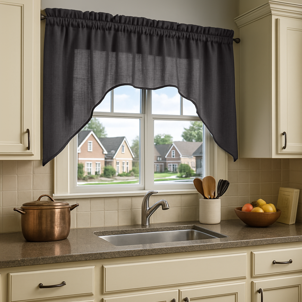 Charcoal Linen Swag Valance Curtain