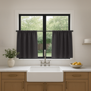 Charcoal Thermal Linen Kitchen Curtains