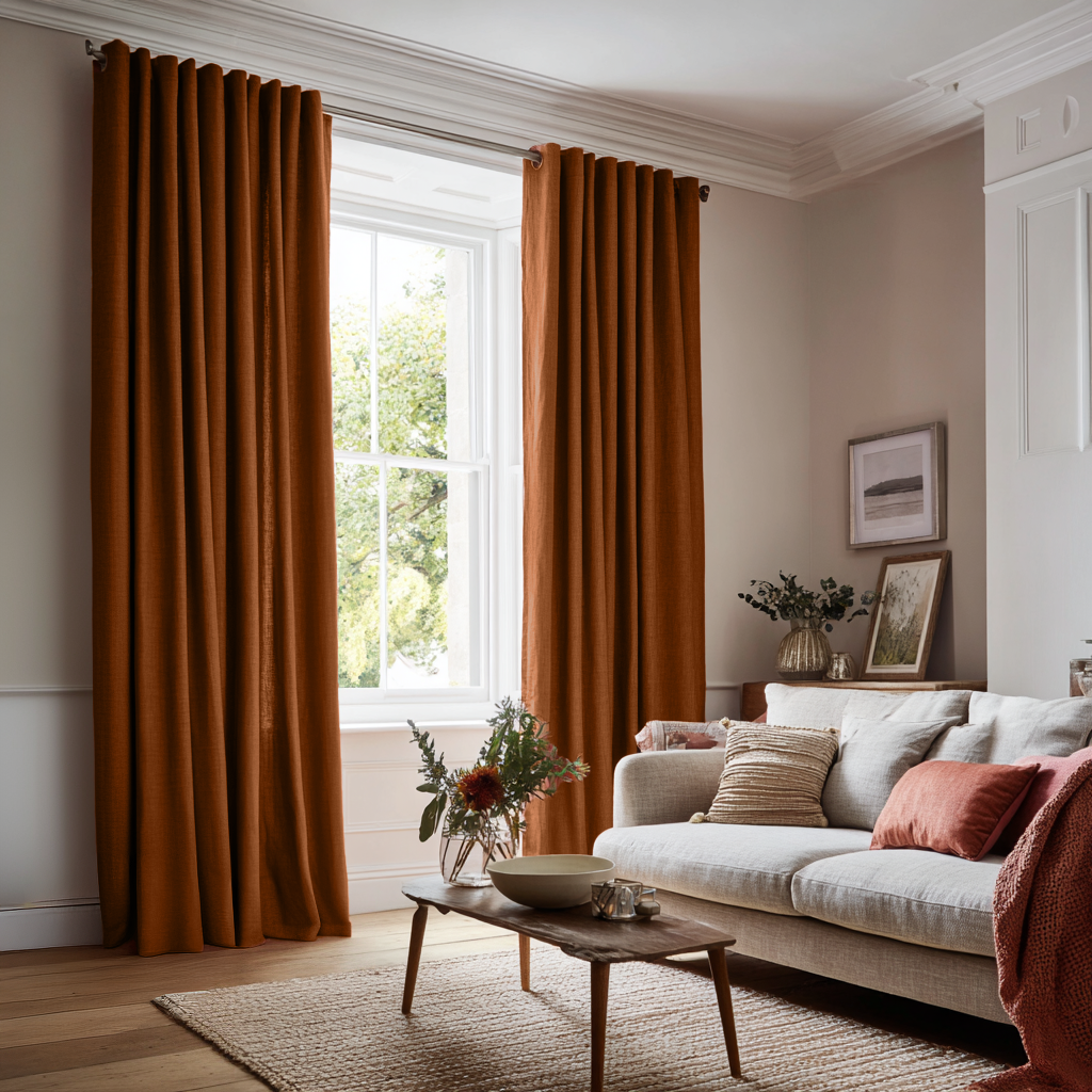 Clay Heavy Weight Linen Grommet Curtain - Cotton Lining