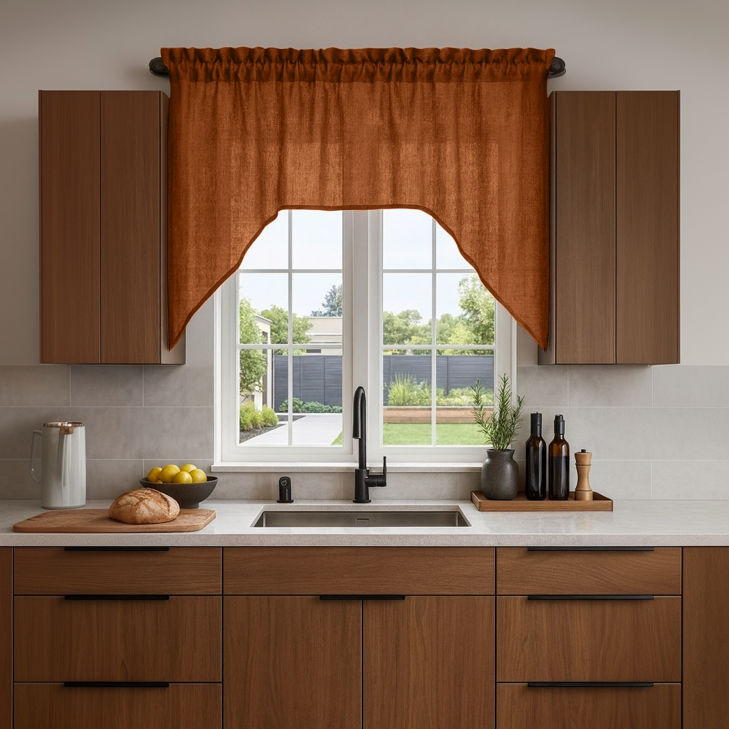 Clay Heavy Weight Linen Swag Valance Curtain