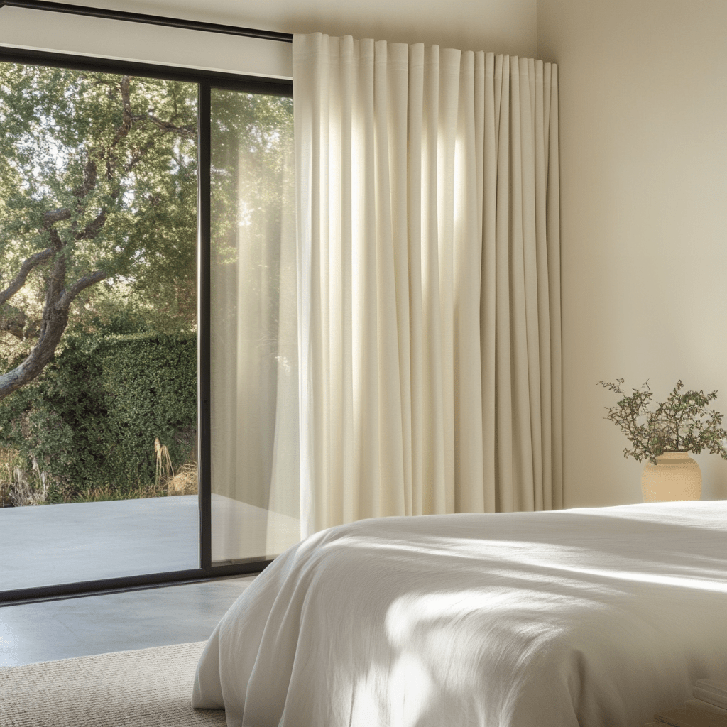 Cream Beige Linen Blackout Curtains – product image