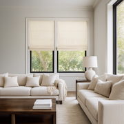 Inside Mount Cream Linen Blackout Roman Shades