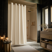 Cream Hookless Linen Shower Curtain