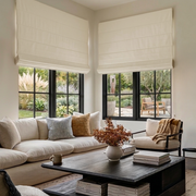 Cream Linen Roman Shades - Blackout Lining