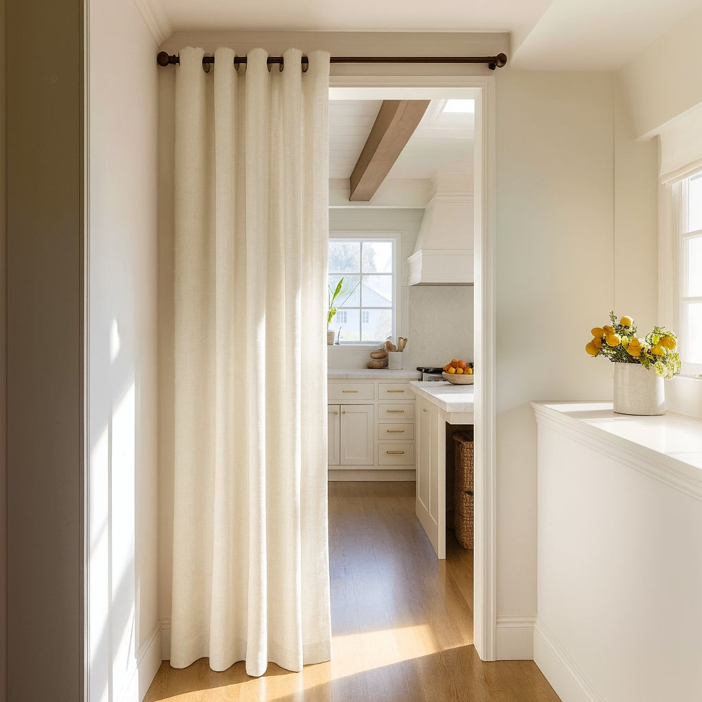 Cream Linen Doorway Curtains with Grommets