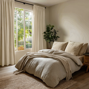 Custom Linen Curtains - Cream - Rod Pocket Heading
