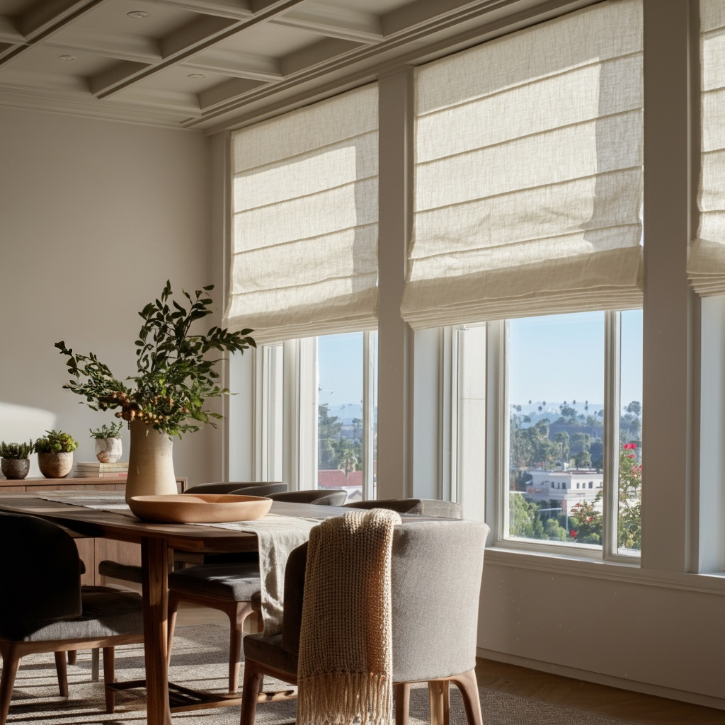 Cream Linen Roman Shades