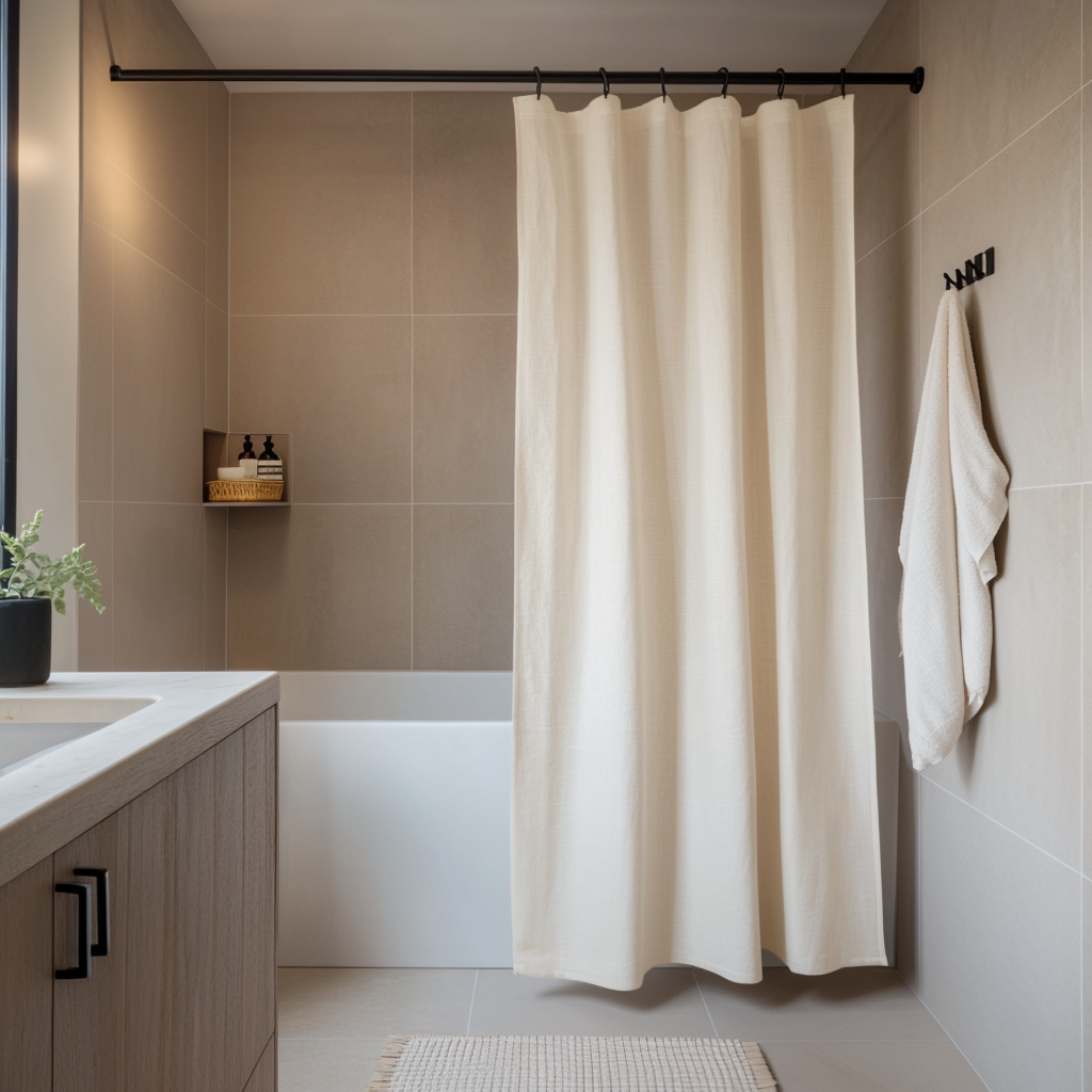 Cream Linen Shower Curtain