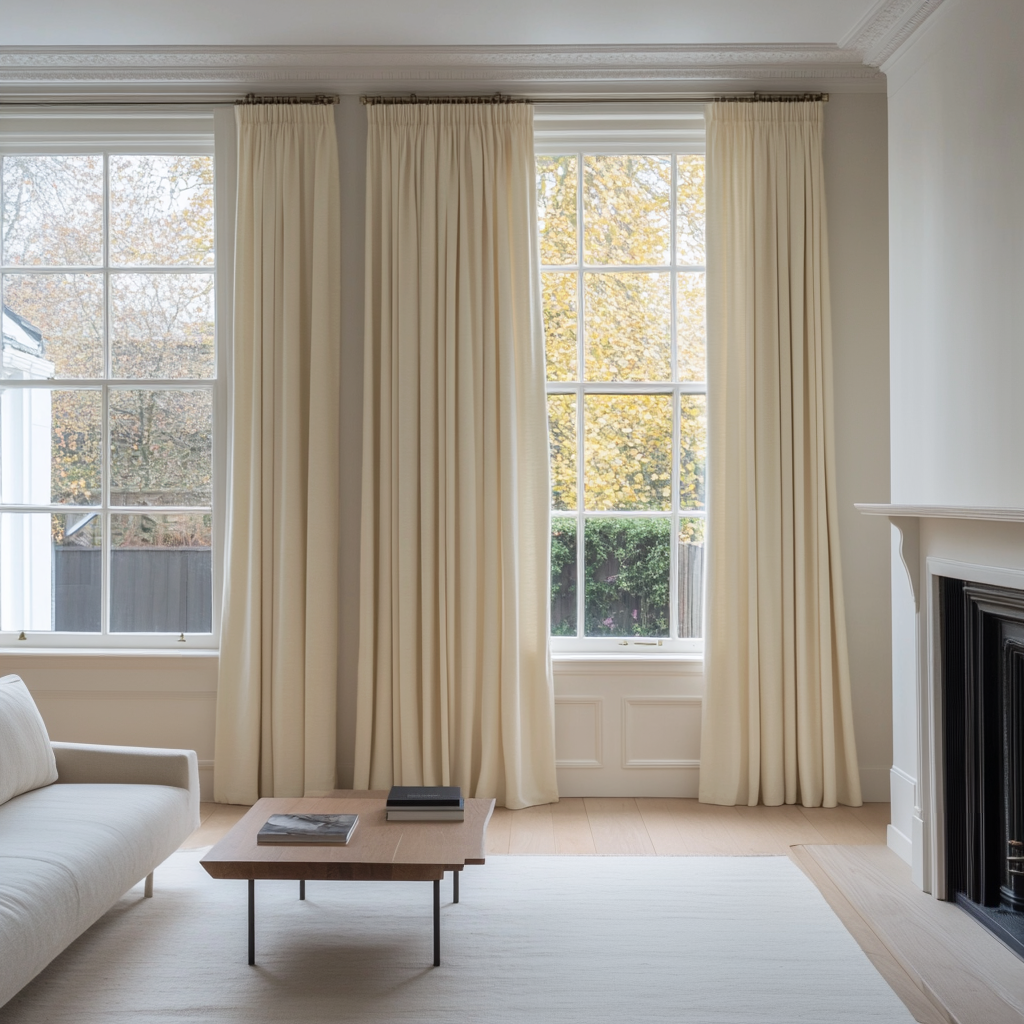 Cream Pencil Pleat Curtains - Cotton Lined