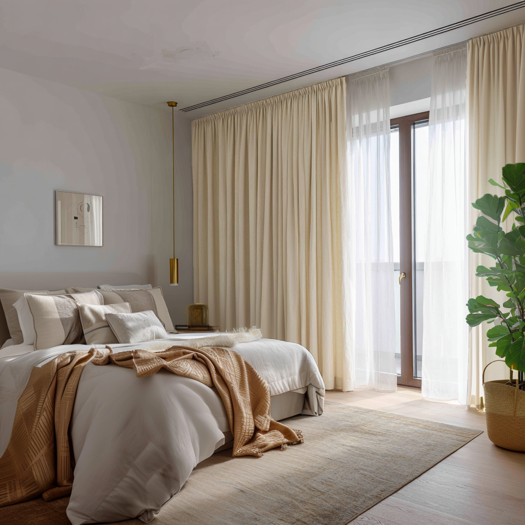 Pencil Pleat Linen Blackout Curtains for Bedroom