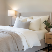 Cream Washed Linen Deep Pocket Fitted Sheet