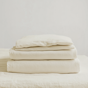 Cream Washed Linen Extra Deep Pocket Fitted Sheet Set