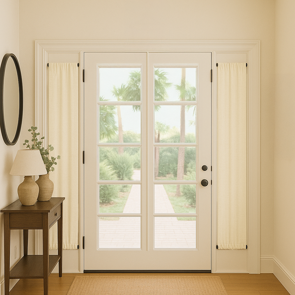 Cream blackout sidelight curtains