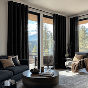 Black Linen Eyelet Curtain