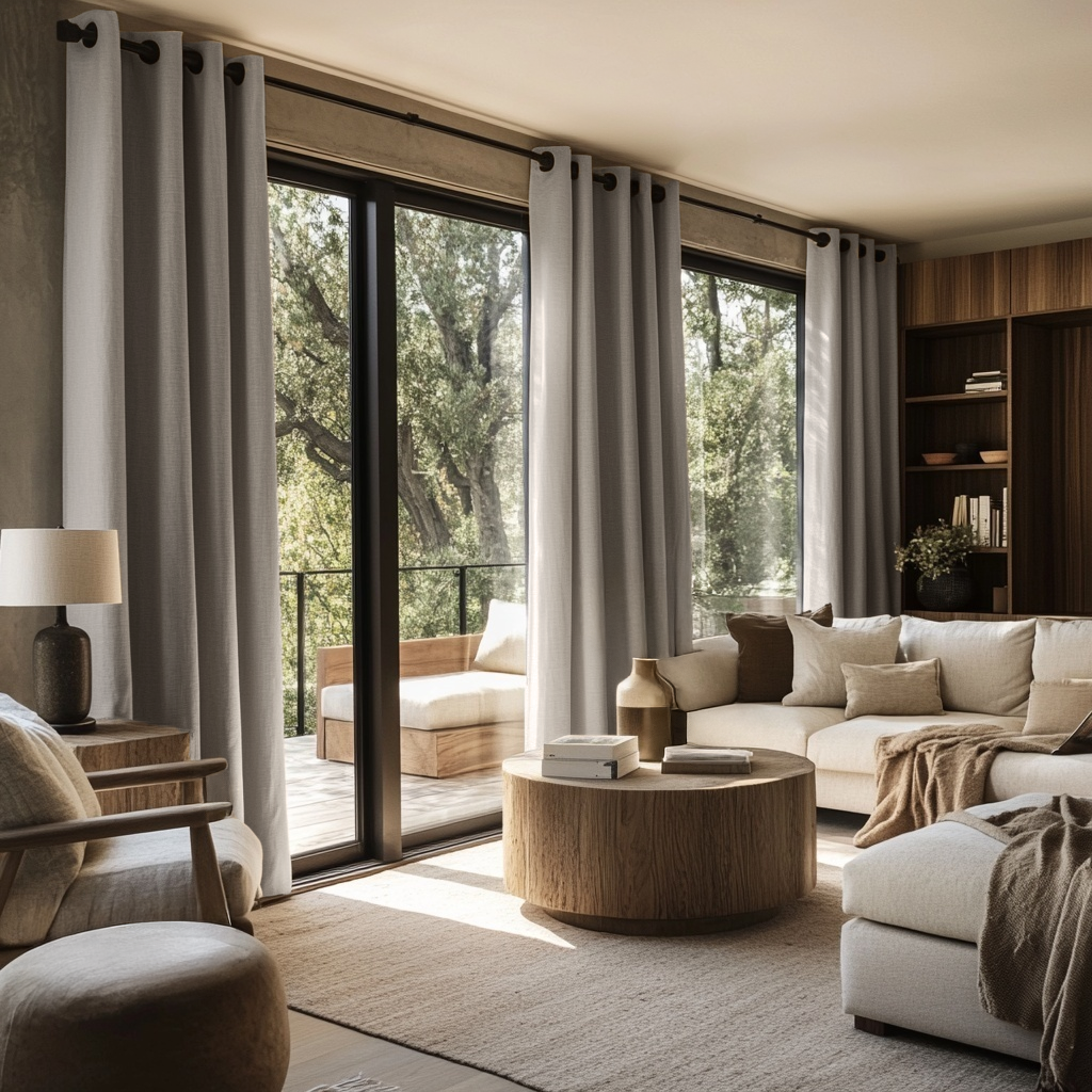 Stone Grey Linen Eyelet Blackout Curtain