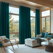 Teal Velvet Eyelet Blackout Curtain