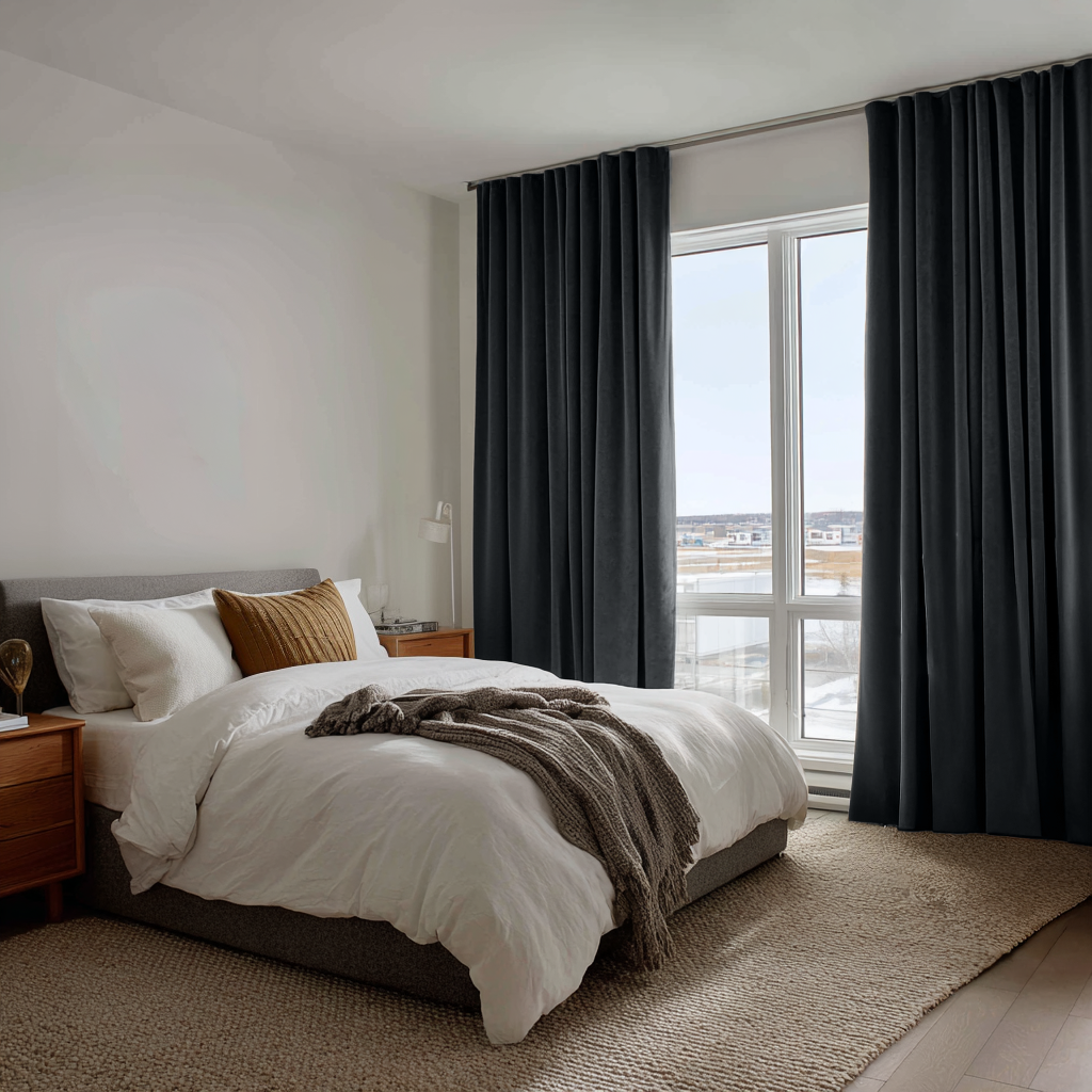 Dark Grey Velvet Blackout Back Tab Curtain