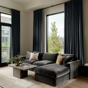 Dark Grey Velvet Blackout S-Fold Curtain