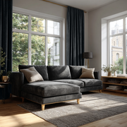 Dark Grey Velvet Blackout Rod Pocket Curtain