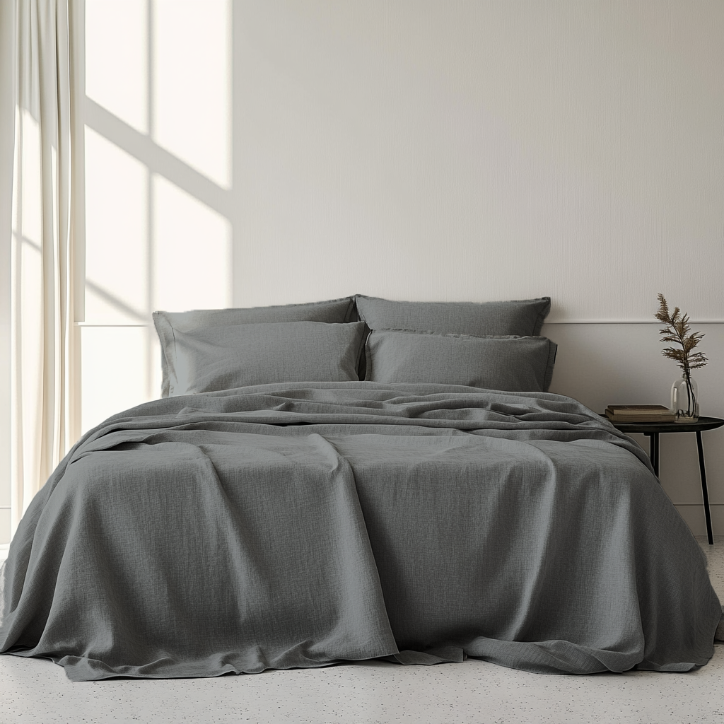 Dim Grey Linen Flat Sheet