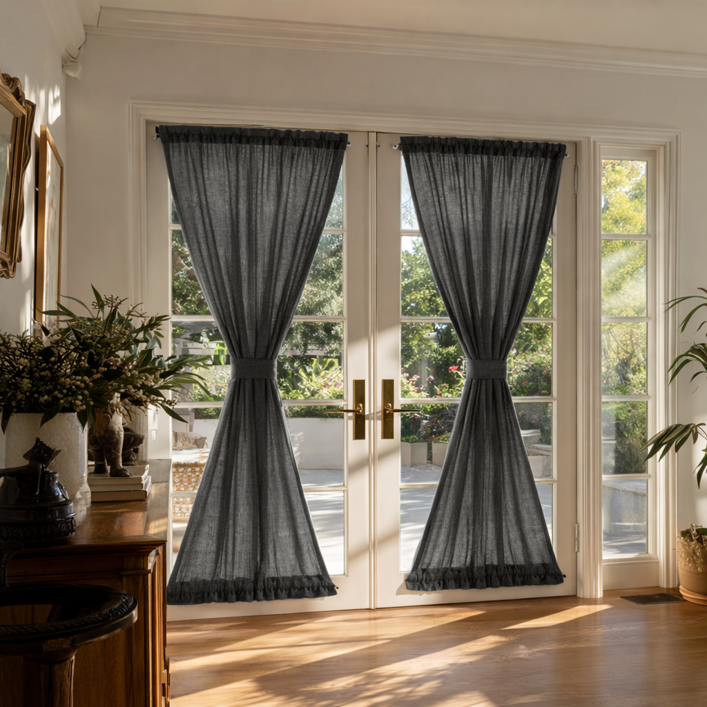 Dim Grey Linen French Door Curtains