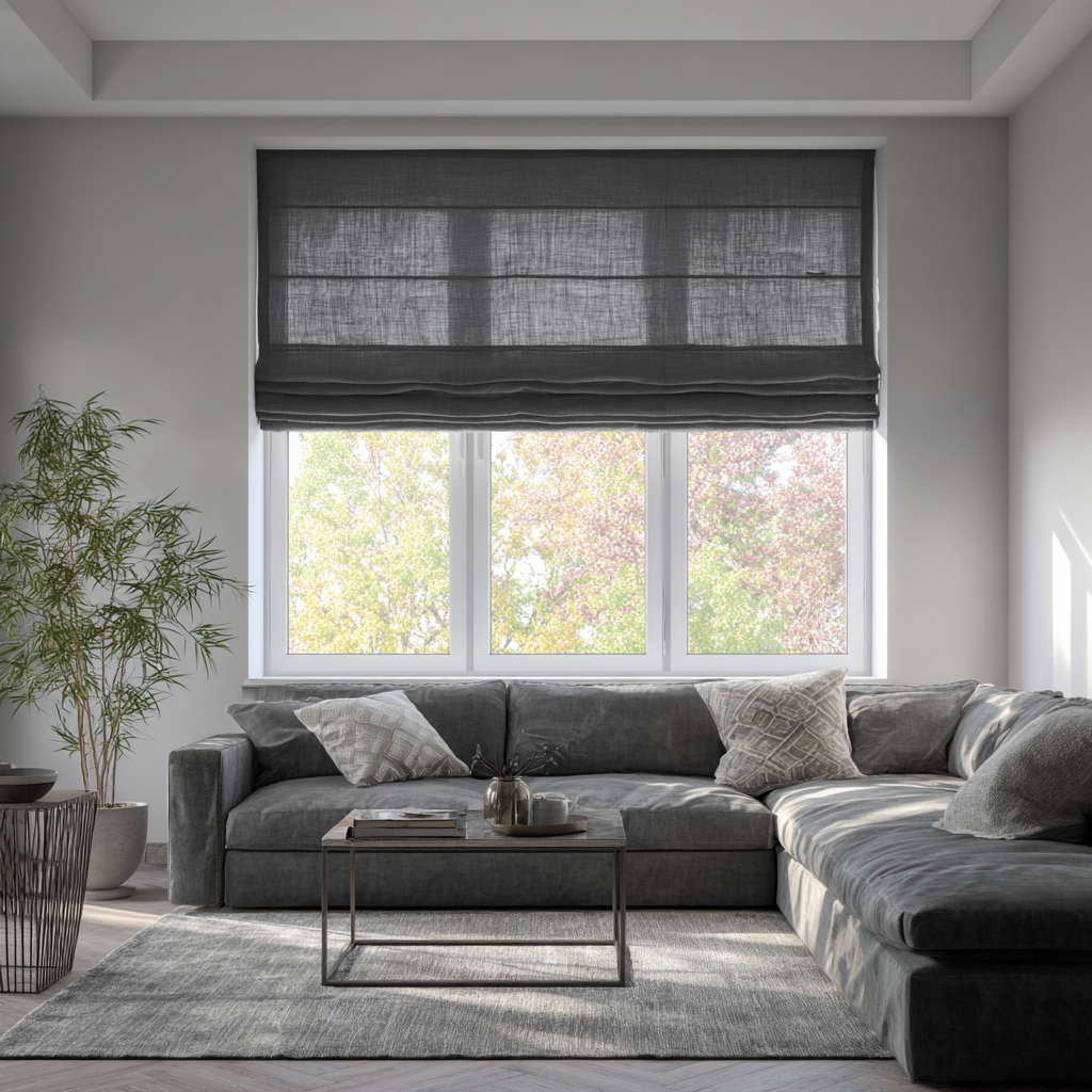 Dim Grey Linen Roman Shades