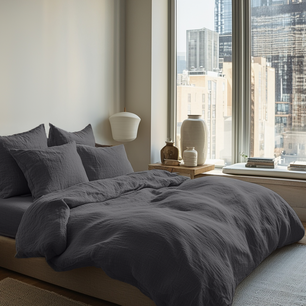 Dim Grey Linen Duvet Cover