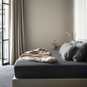 Dim Grey Washed Linen Deep Pocket Fitted Sheet