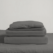Dim Soft Grey Washed Linen Extra Deep Pocket Fitted Sheet Set