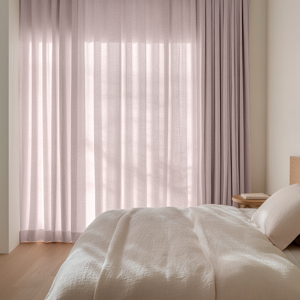 Dusty Pink Bedroom Curtains - Linen Curtain Panel With Back Tabs - Unlined, Cotton or Blackout Lining
