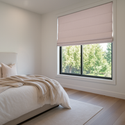 Inside Mount Dusty Pink Linen Blackout Roman Shades