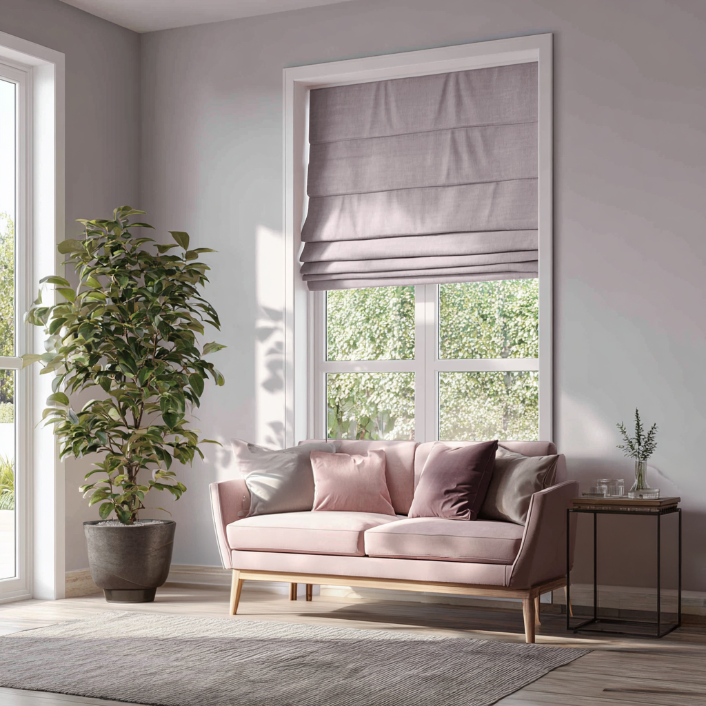 Dusty Pink Linen Blackout Roman Shades