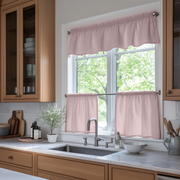Dusty Pink Linen Cafe Curtains Valance Set