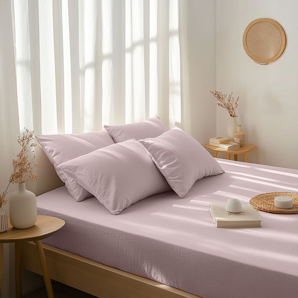 Dusty Pink Washed Linen Deep Pocket Fitted Sheet