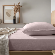 Dusty Pink Washed Linen Deep Pocket Fitted Sheet