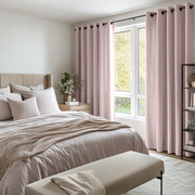 Bedroom Dusty Pink Linen Grommet Curtains - Cotton Lining
