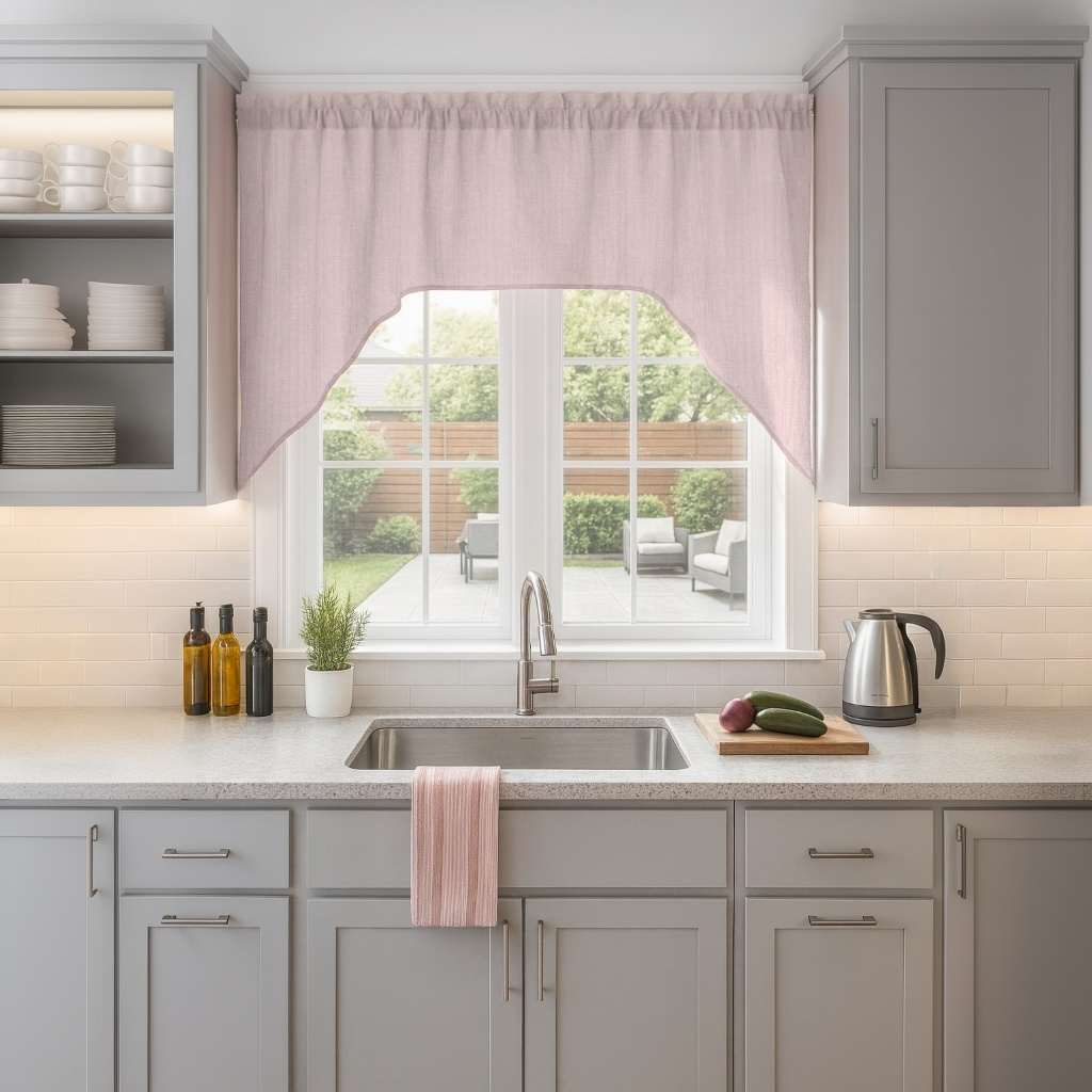 Dusty Pink Linen Swag Valance Curtain