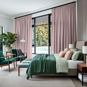 Dusty Pink Linen Thermal Pencil Pleat Curtains