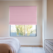 Dusty Rose Blackout Linen Roman Shades for Bedroom