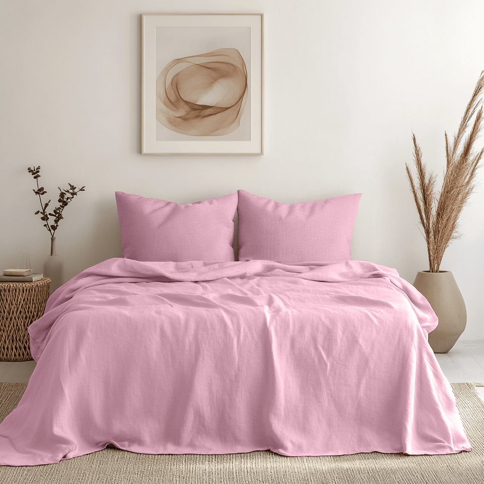 Dusty Rose Linen Sheet Sets - 100% Washed Linen - Custom Sizes - Twin ...
