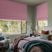 Dusty Rose Linen Roman Shades - Blackout Lining