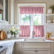 Dusty Rose Linen Cafe Curtains Valance Set