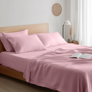 Dusty Rose Washed Linen Deep Pocket Fitted Sheet