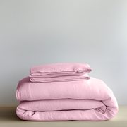 Dusty Rose Linen Duvet Cover Set - Folded
