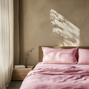 Dusty Rose Washed Linen Deep Pocket Fitted Sheet Set
